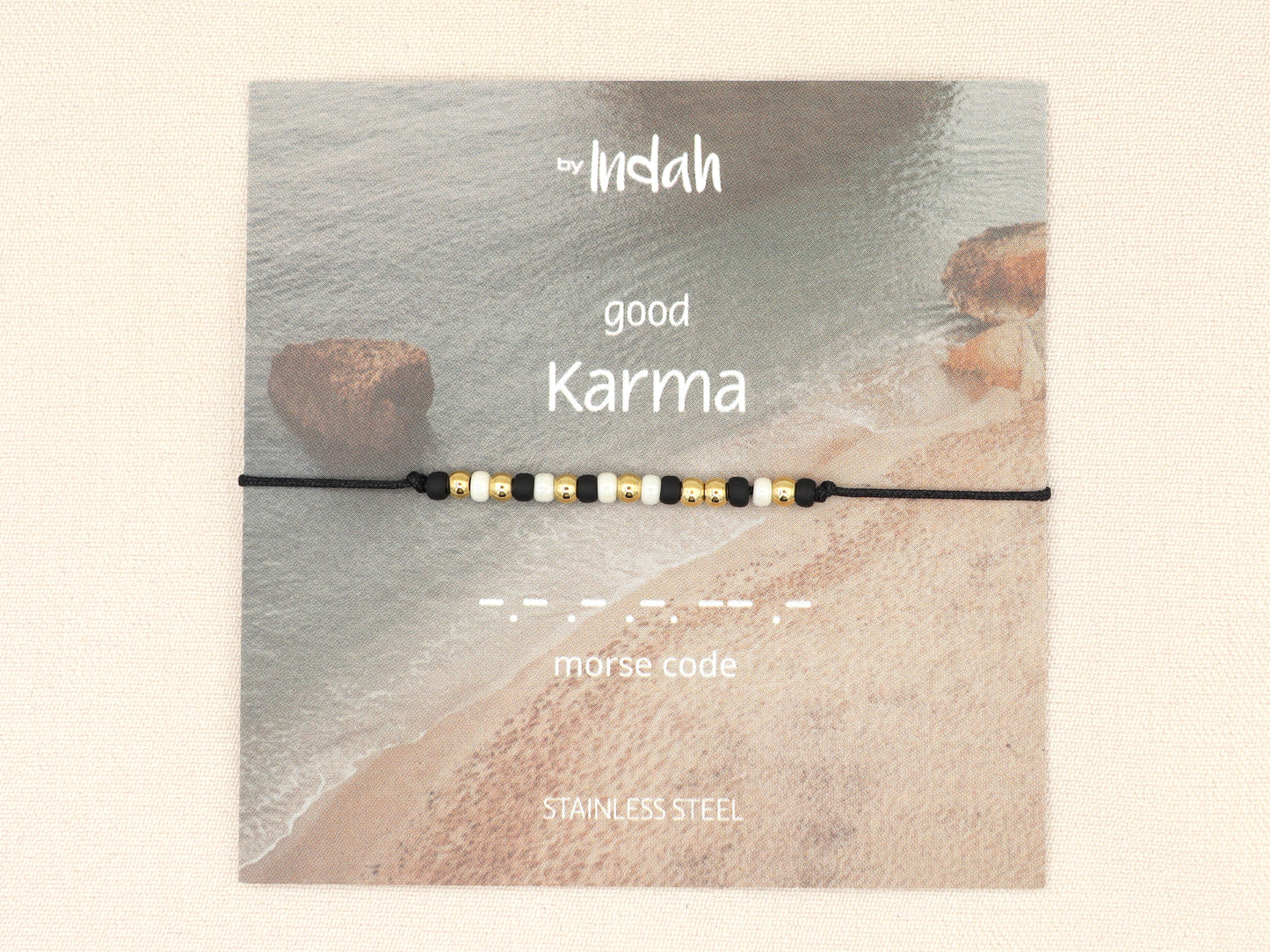 Morse code armband good karma, roestvrij staal (zilver of goud)