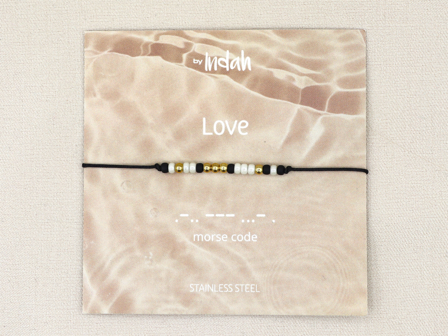 Morse code armband love, roestvrij staal (zilver of goud)