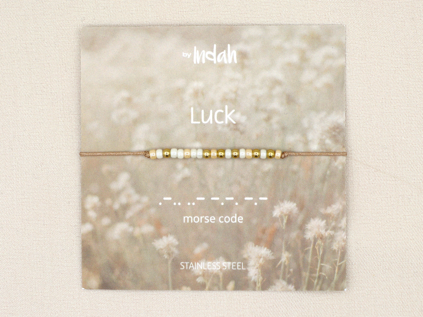 luck morse code bracelet, stainless steel