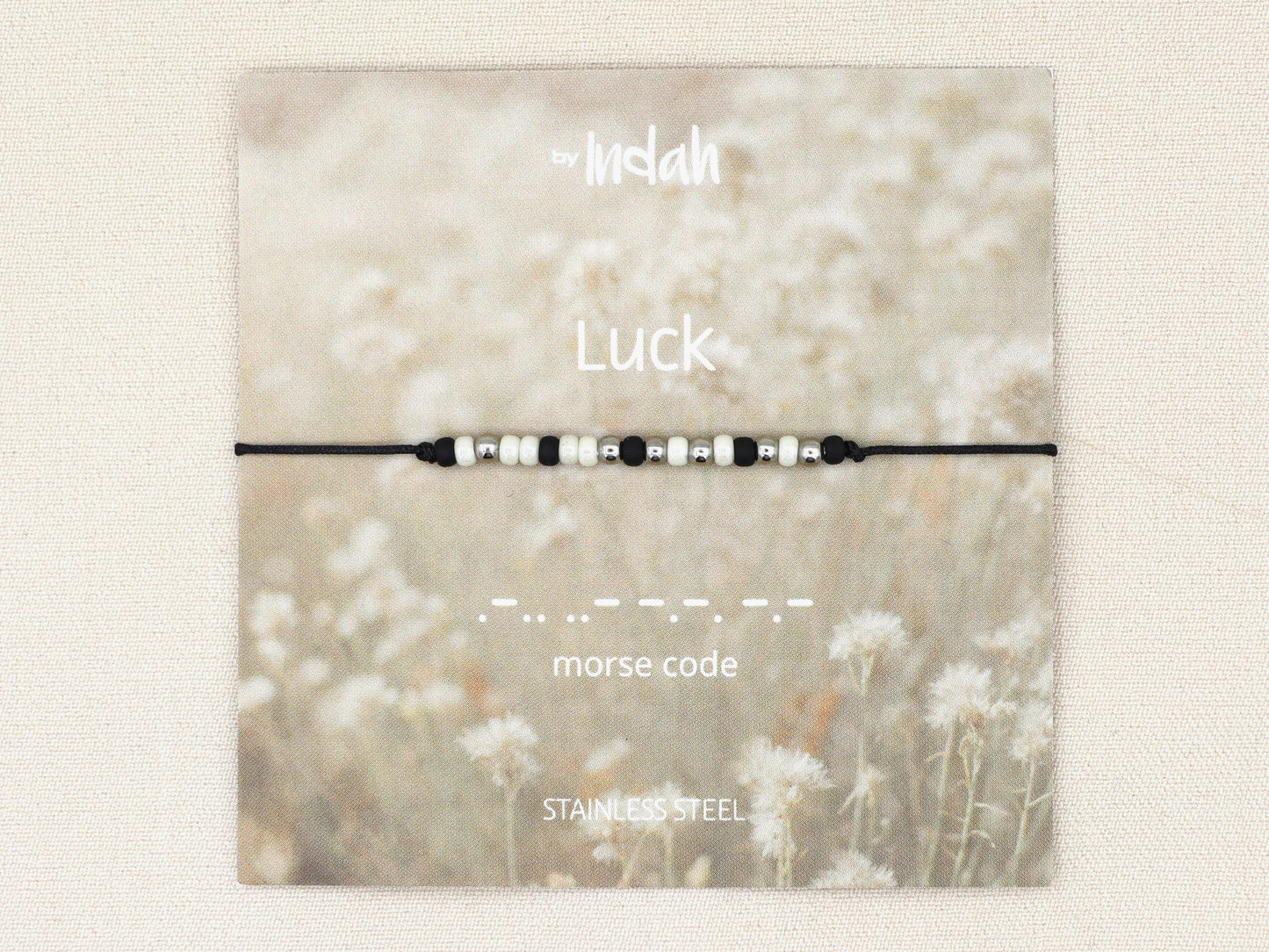 luck morse code bracelet, stainless steel