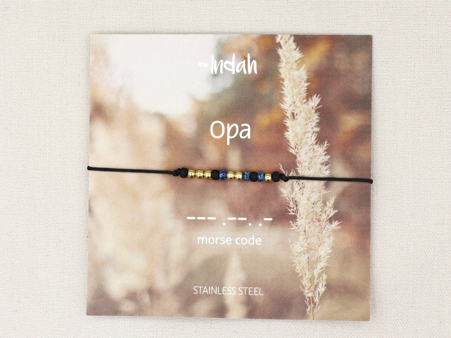 Morse code armband opa, roestvrij staal (zilver of goud)