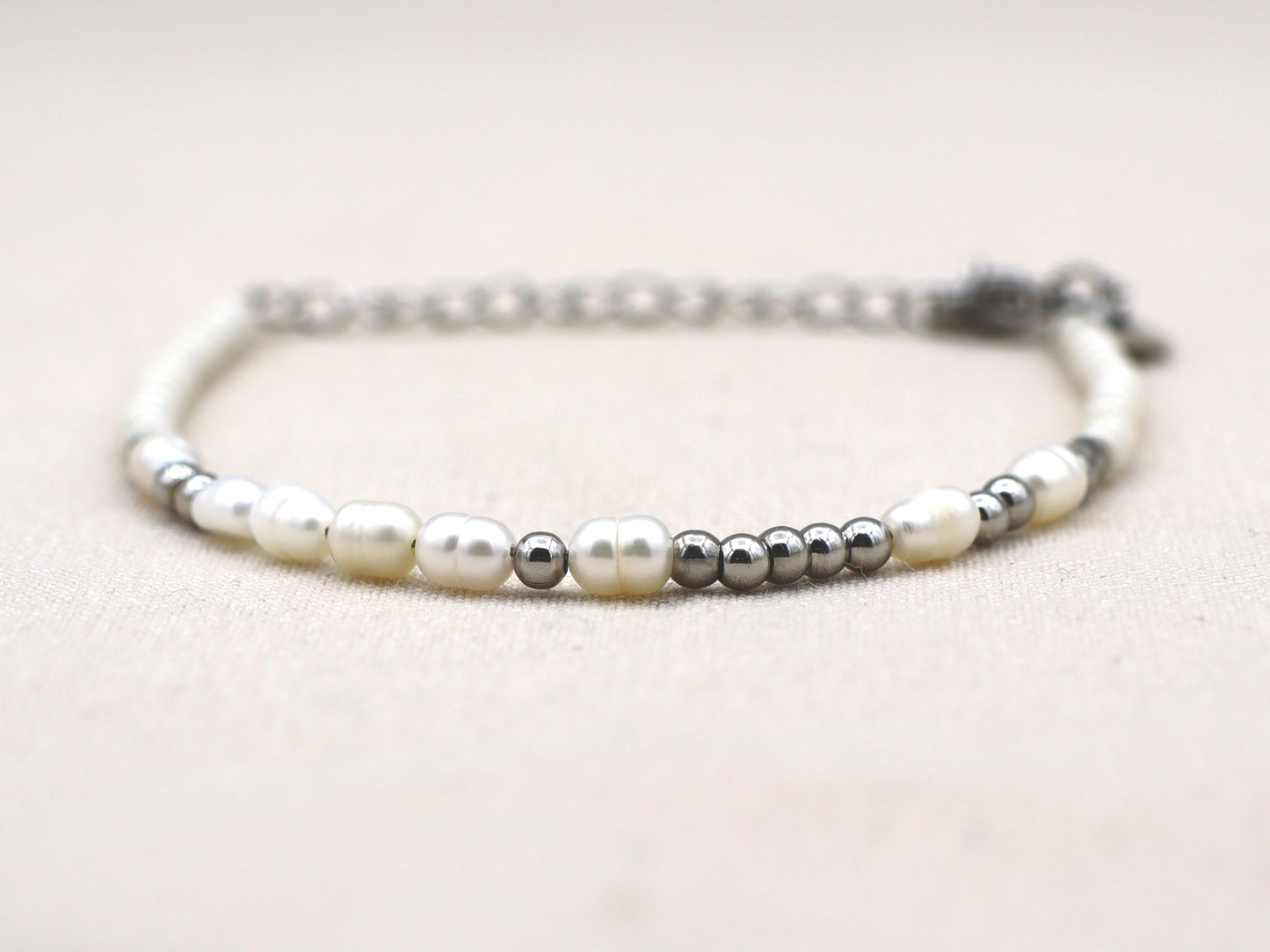 Persoonlijke morse code armband zoetwater parels, zilver of goud roestvrijstaal