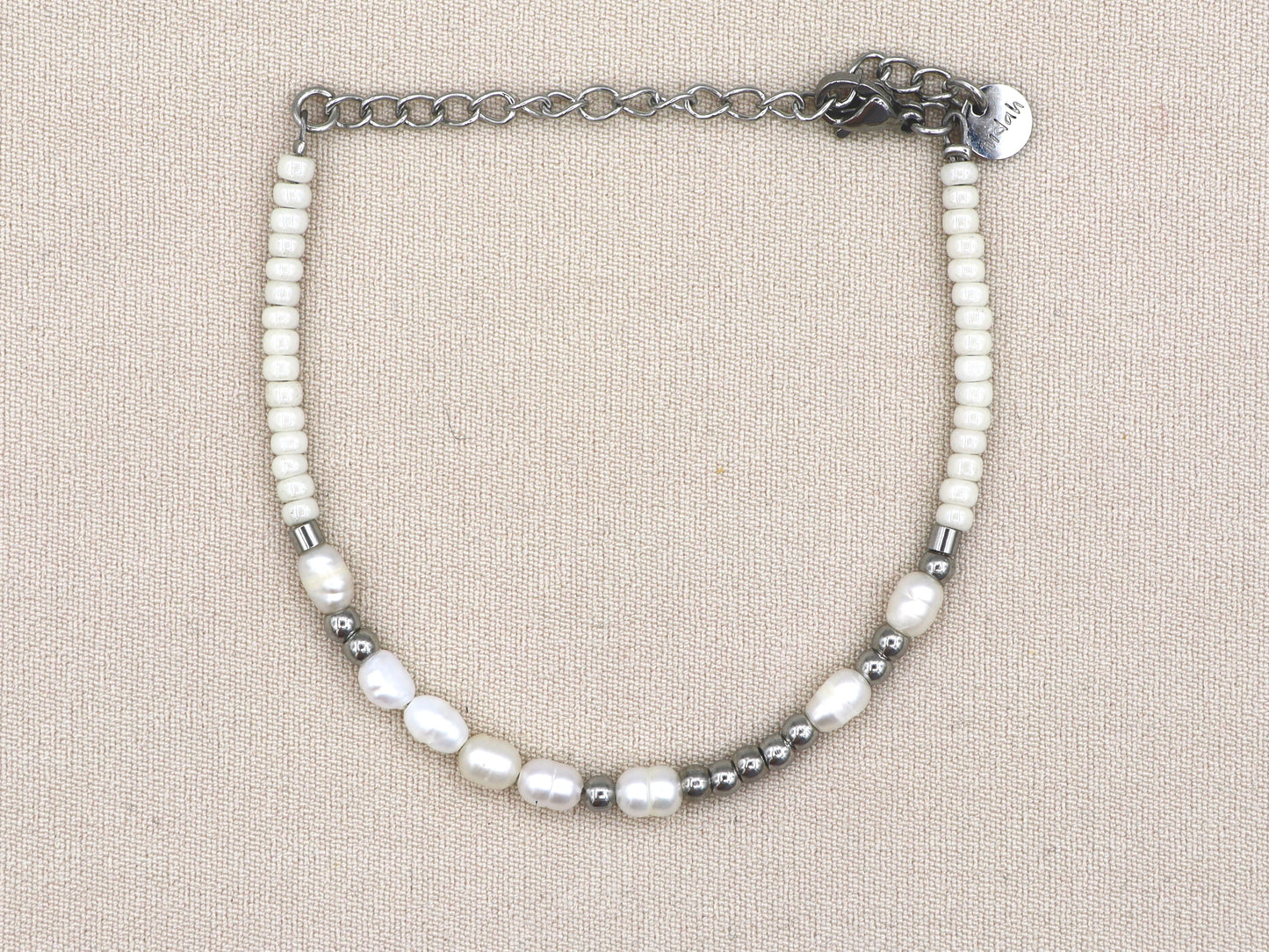 Persoonlijke morse code armband zoetwater parels, zilver of goud roestvrijstaal
