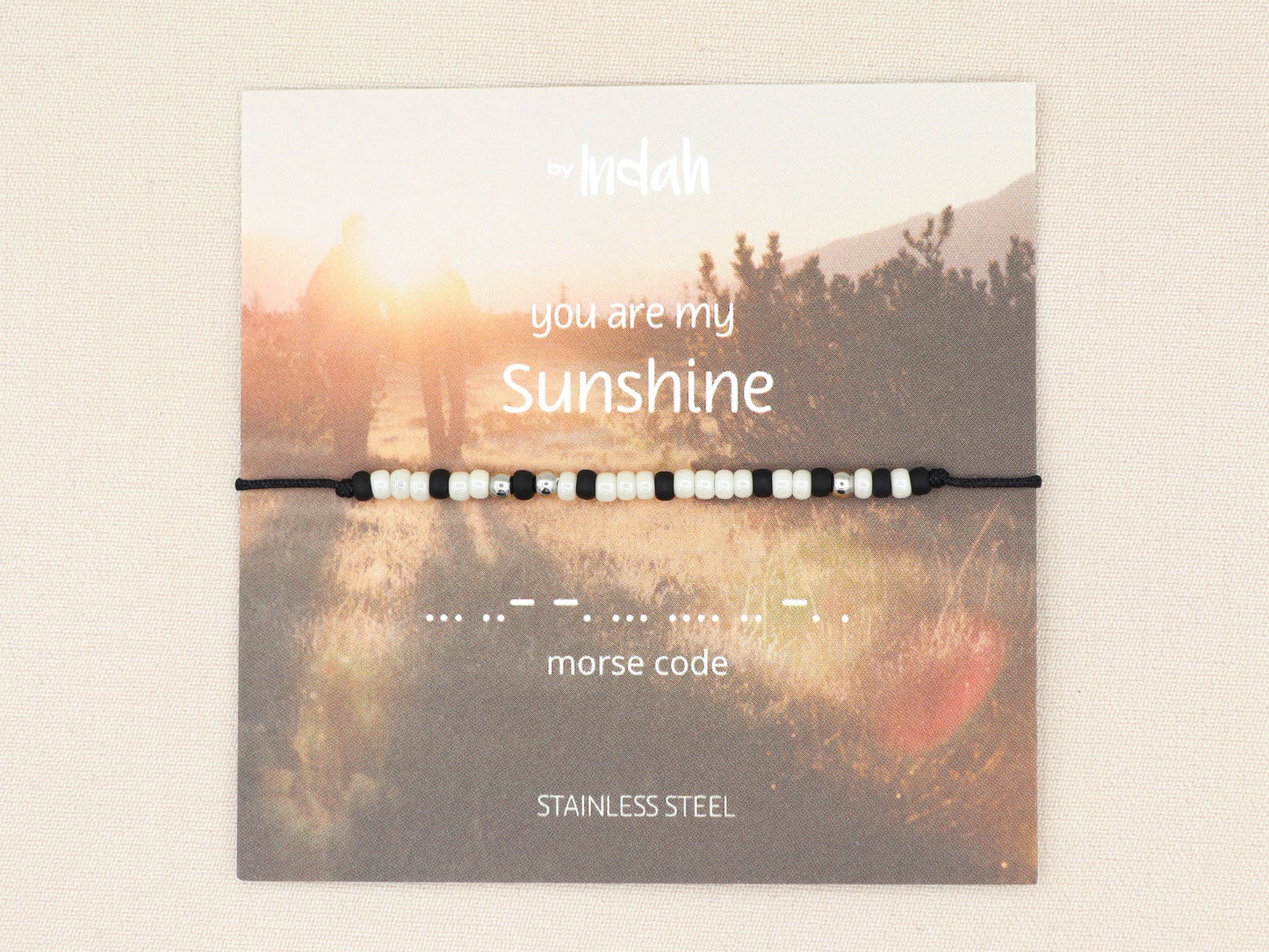 you are my sunshine morse code bracelet, stainless steel