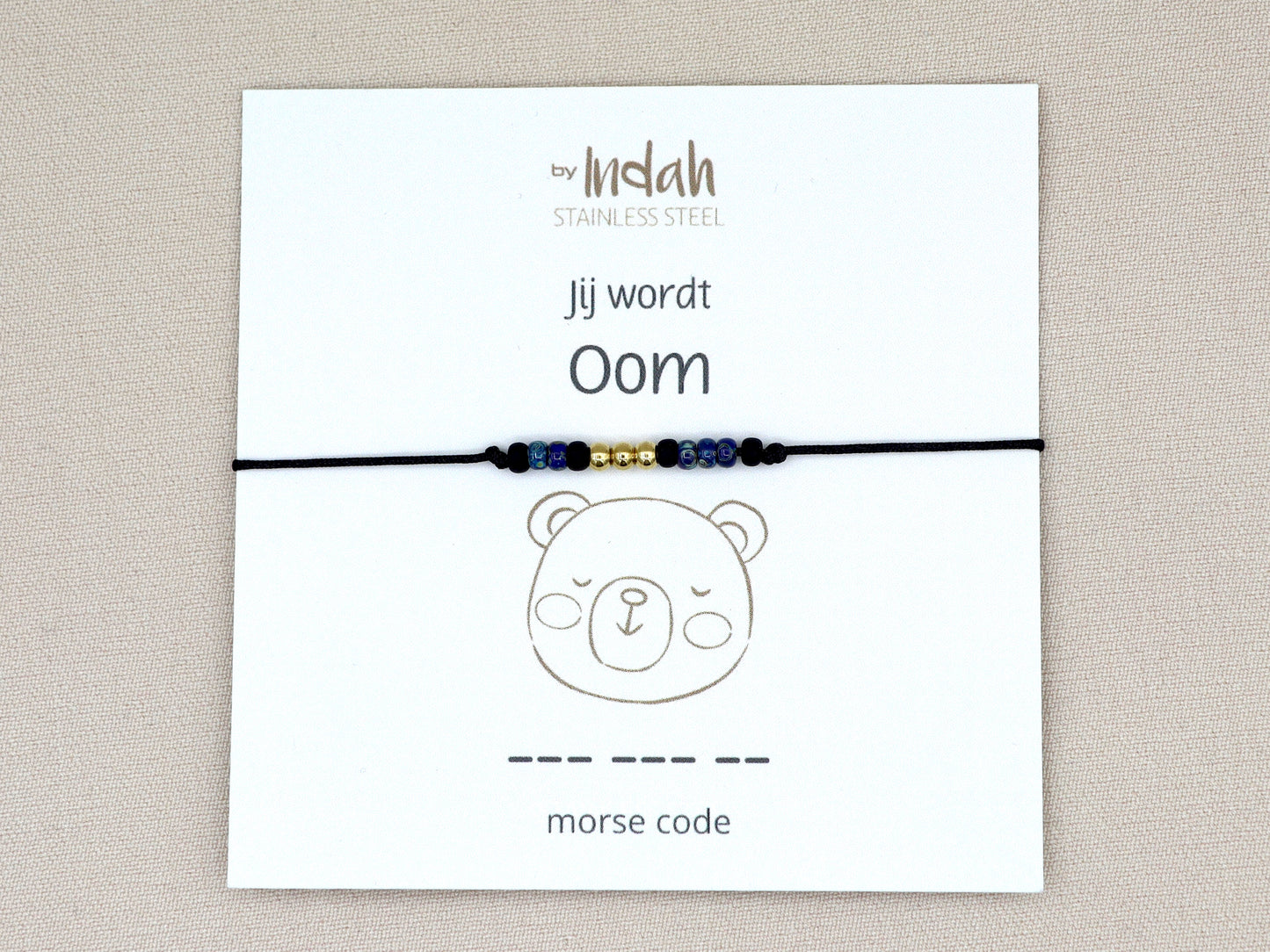 Morse code armband jij wordt oom, roestvrij staal (zilver of goud)