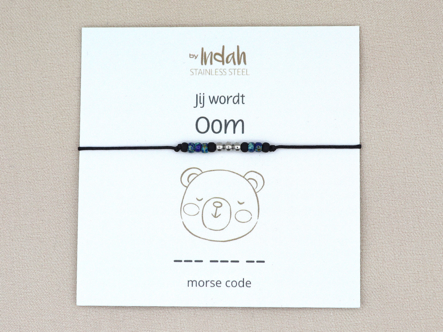 Morse code armband jij wordt oom, roestvrij staal (zilver of goud)