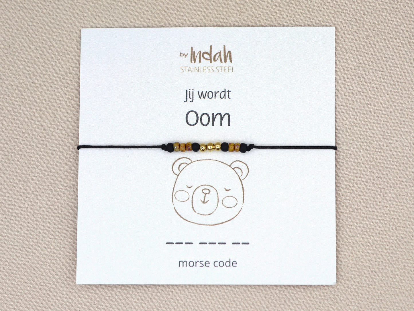 Morse code armband jij wordt oom, roestvrij staal (zilver of goud)
