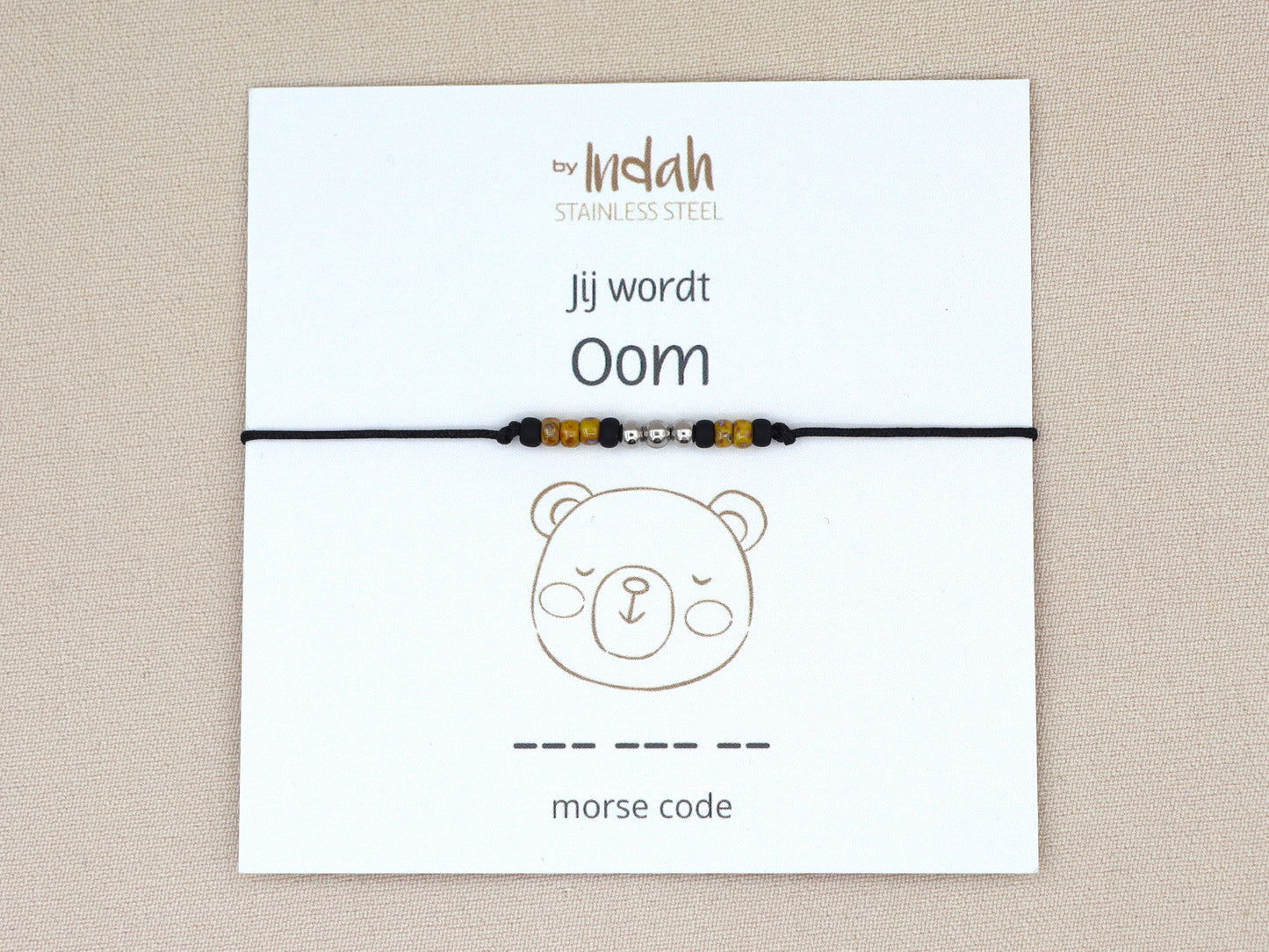 Morse code armband jij wordt oom, roestvrij staal (zilver of goud)