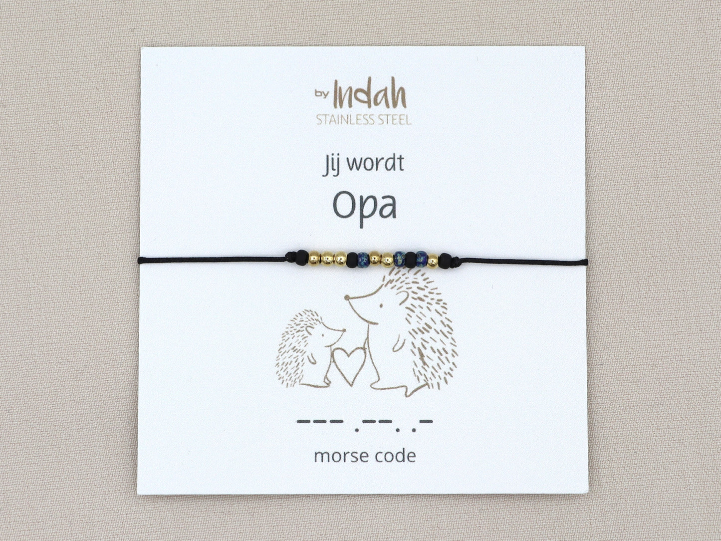 Morse code armband jij wordt opa, roestvrij staal (zilver of goud)