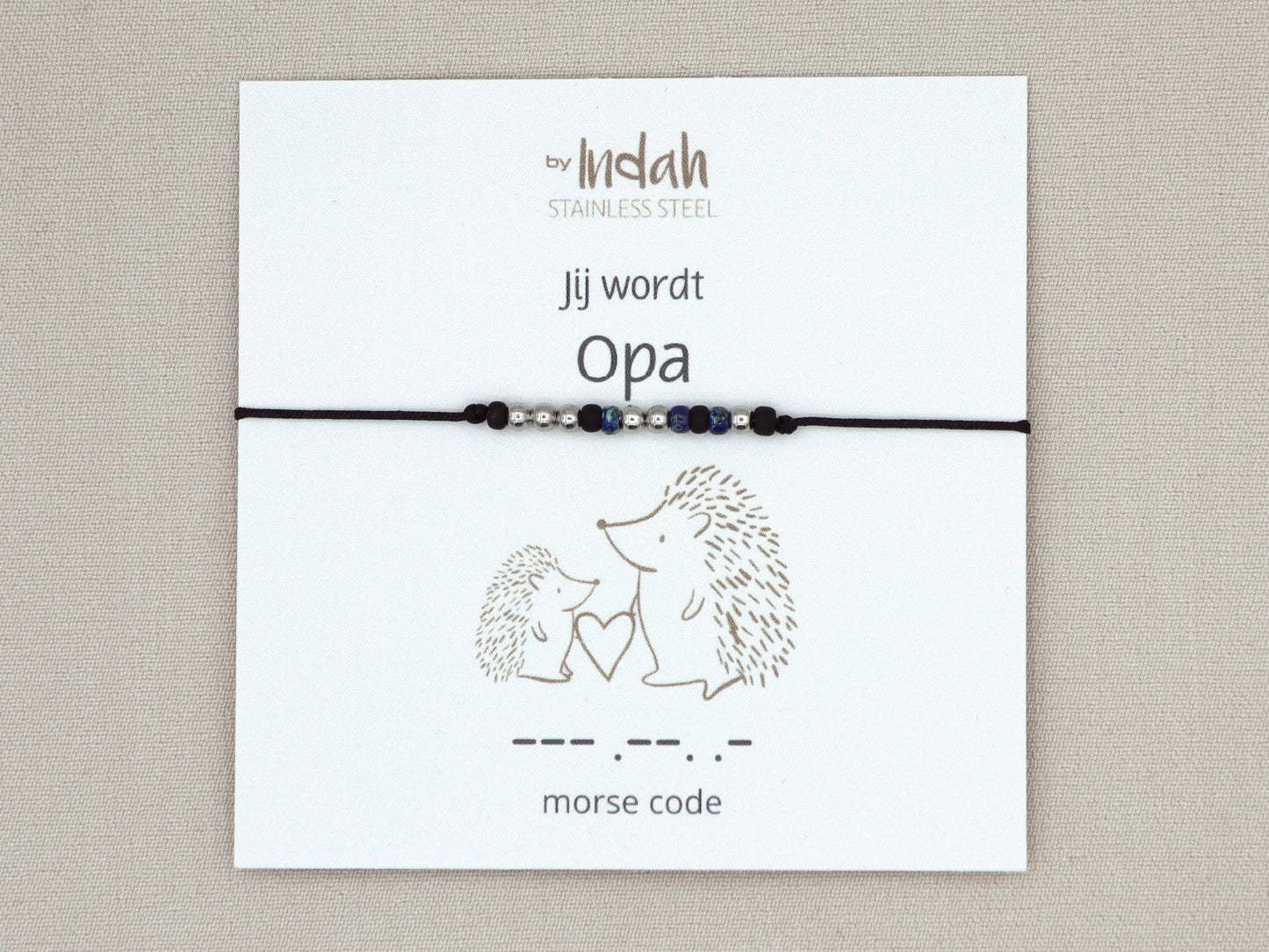 Morse code armband jij wordt opa, roestvrij staal (zilver of goud)
