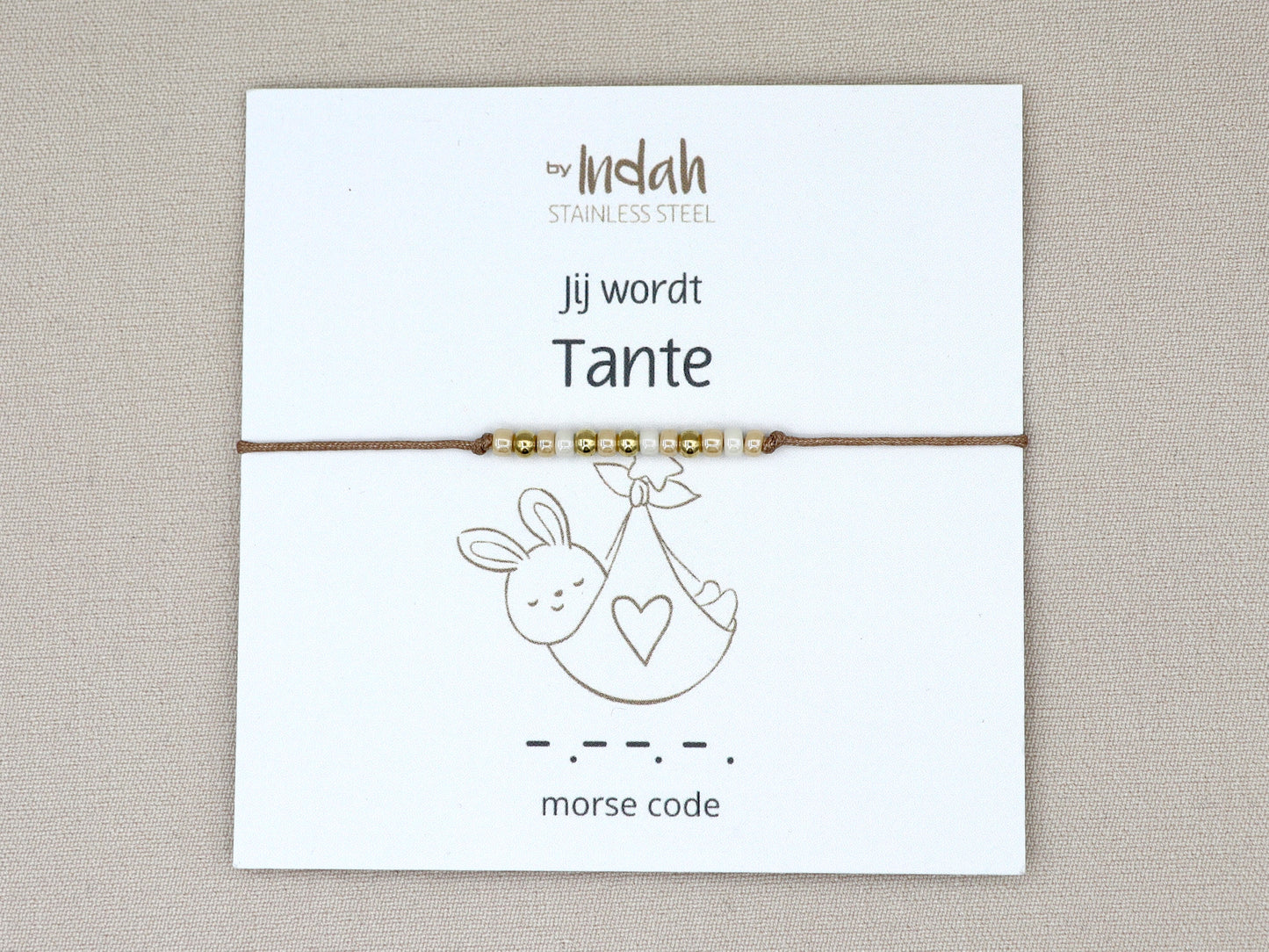 jij wordt tante morse code bracelet, stainless steel