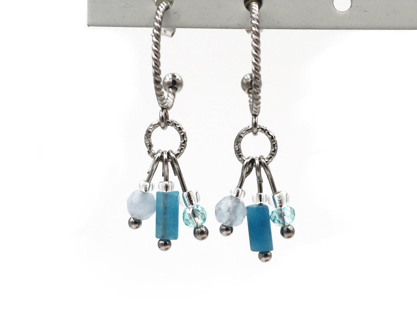 Necklace Tiga aquamarine, silver and gold stainless steel