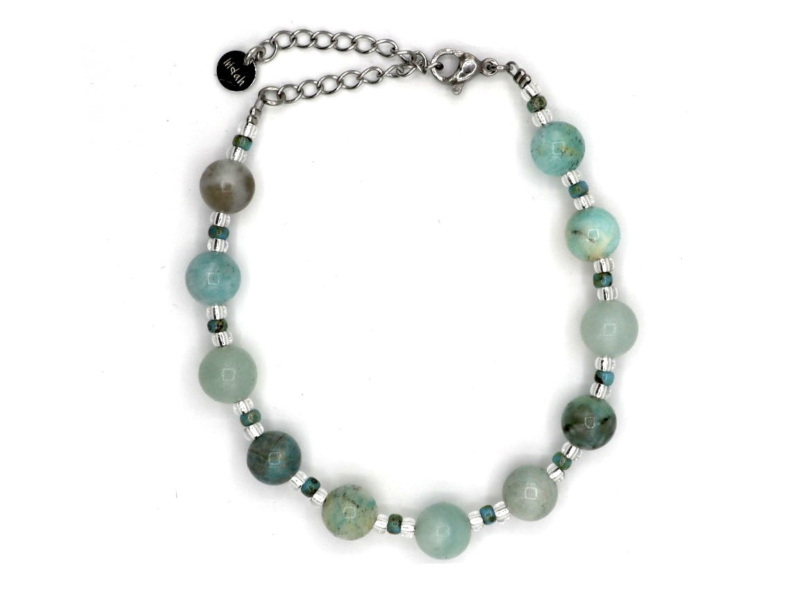 Bracelet Juwita amazonite, silver or gold stainless steel