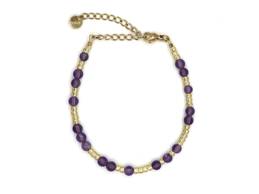 Bracelet Dewi amethyst, silver or gold stainless steel