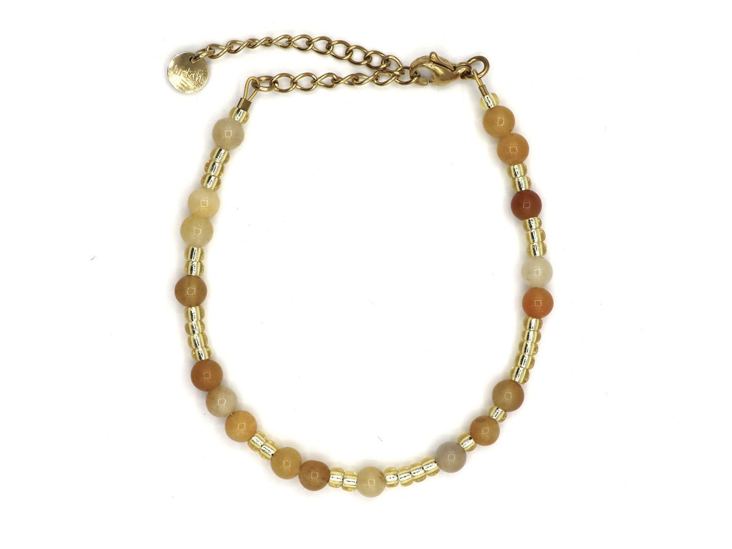 Armband Dewi gele jaspis, zilver of goud roestvrijstaal