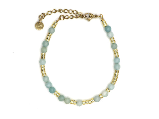 Bracelet Dewi amazonite, silver or gold stainless steel