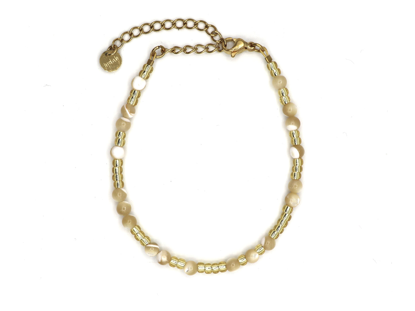 Armband Dewi parelmoer, zilver of goud roestvrijstaal