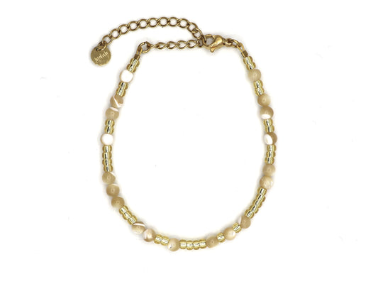 Bracelet Dewi mother of pearl, silver or gold stainless steel