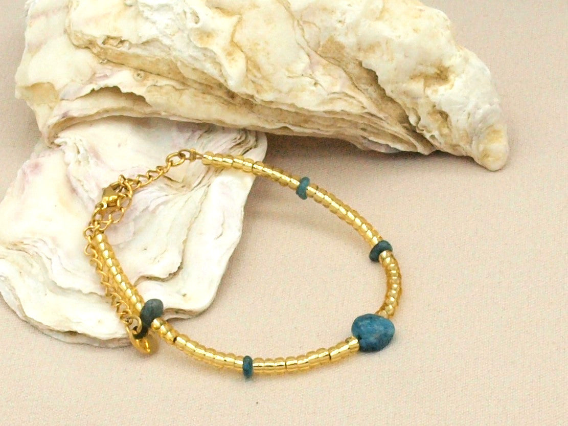 Bracelet Indah natural stone, silver or gold stainless steel