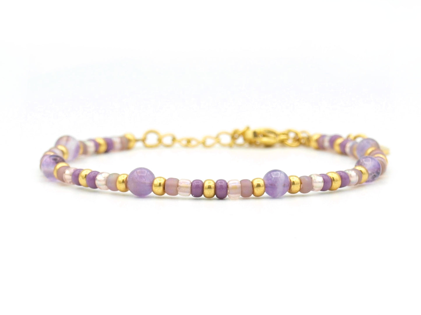 Bracelet Cinta amethyst, silver or gold stainless steel