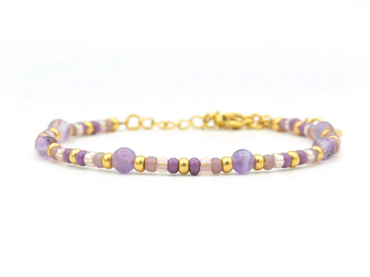 Bracelet Cinta amethyst, silver or gold stainless steel