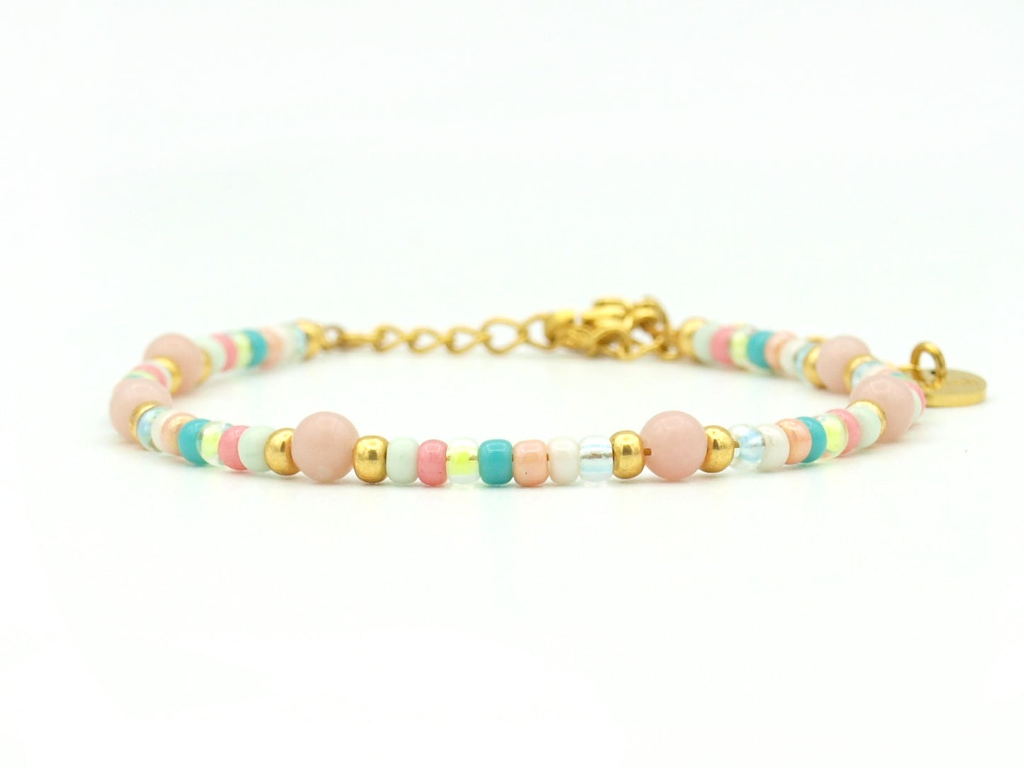 Bracelet Cinta pink opal, silver or gold stainless steel