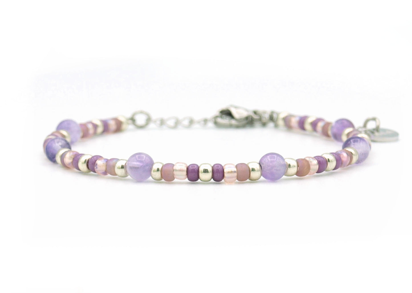 Bracelet Cinta amethyst, silver or gold stainless steel