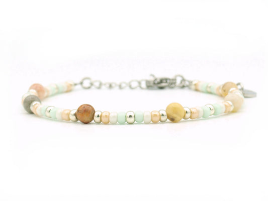 Bracelet Cinta crazy lace agate, silver or gold stainless steel
