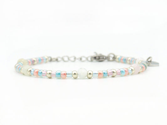 Bracelet Cinta morganite, silver or gold stainless steel