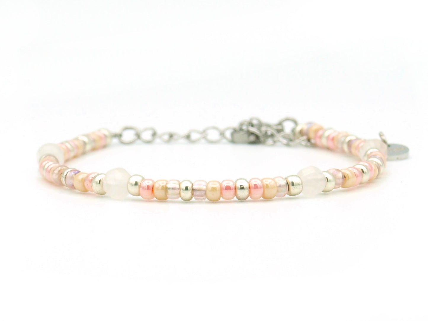Bracelet Cinta rose quartz, silver or gold stainless steel