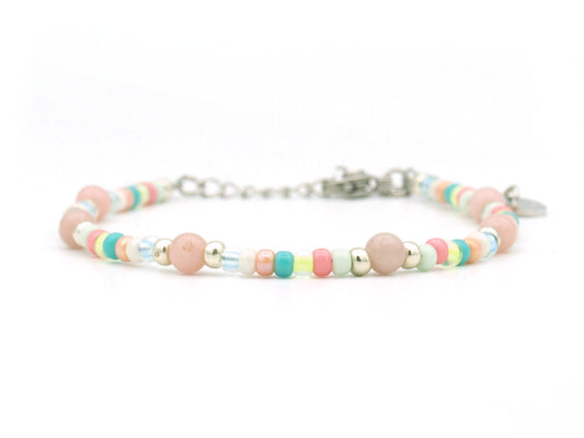 Bracelet Cinta pink opal, silver or gold stainless steel