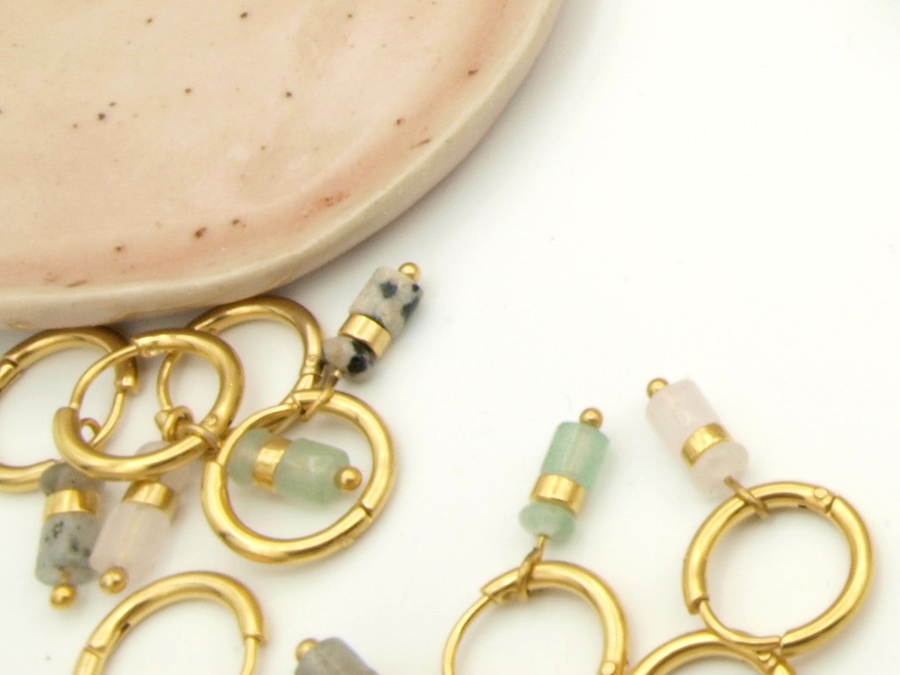 Bracelet Iris rose quartz, silver and gold stainless steel
