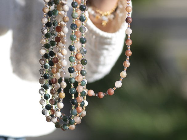 Ketting Batu chalcedoon, zilver of goud roestvrijstaal