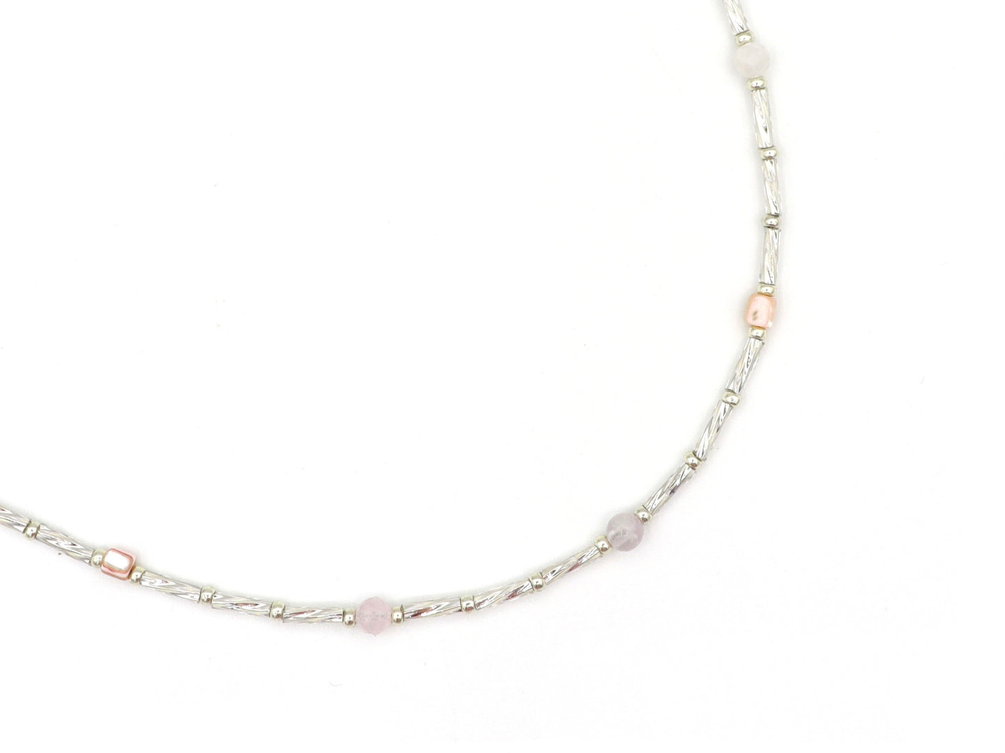 Ketting Fira morganiet en amethyst, zilver of goud roestvrijstaal