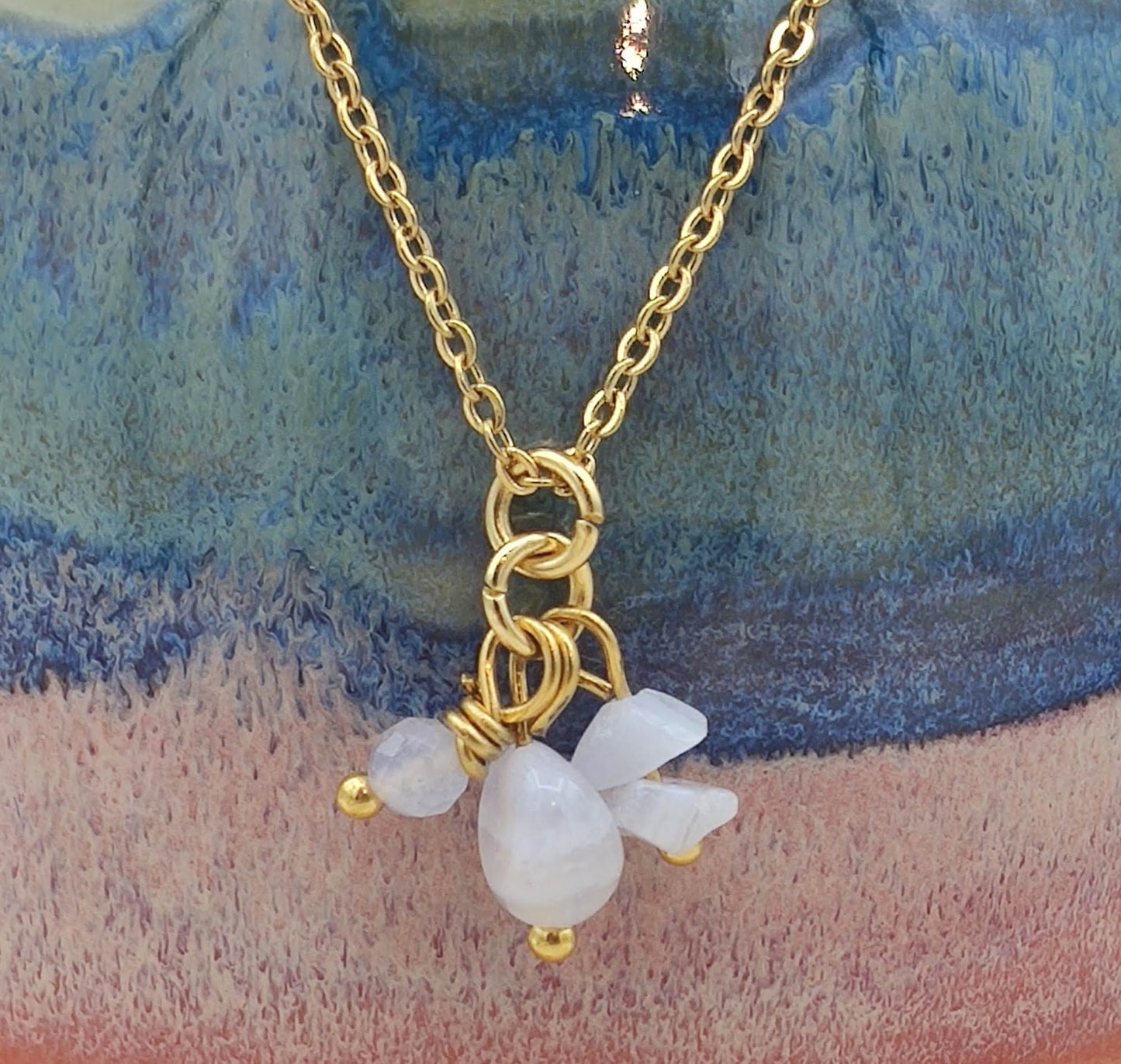 Ketting Indah natuursteen, zilver of goud roestvrijstaal