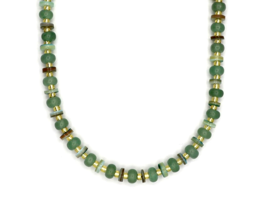 Bracelet Batu aventurine rondel, silver or gold stainless steel