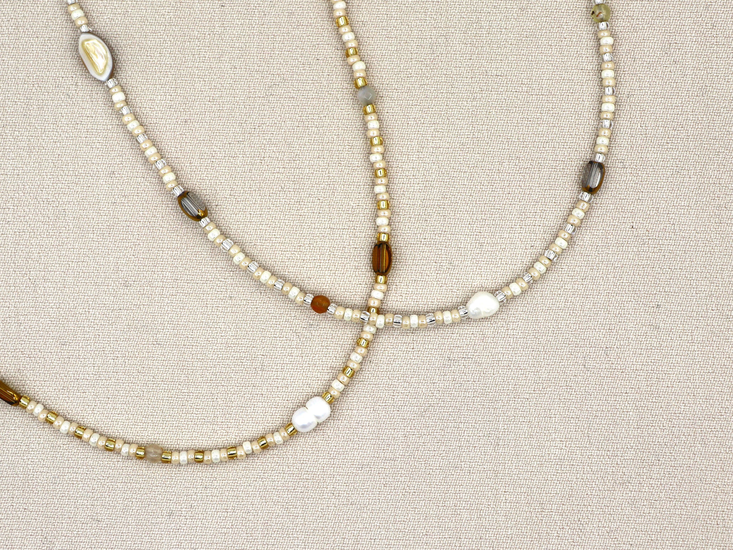 Ketting Kirana parel, zilver of goud roestvrijstaal