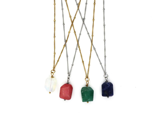 ketting Tiga aquamarijn, zilver of goud roestvrijstaal