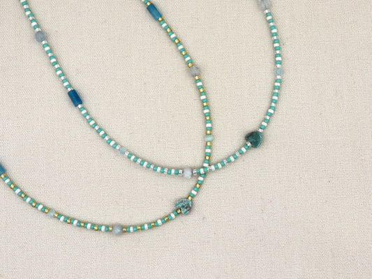 Necklace Kirana aquamarine silver or gold stainless steel