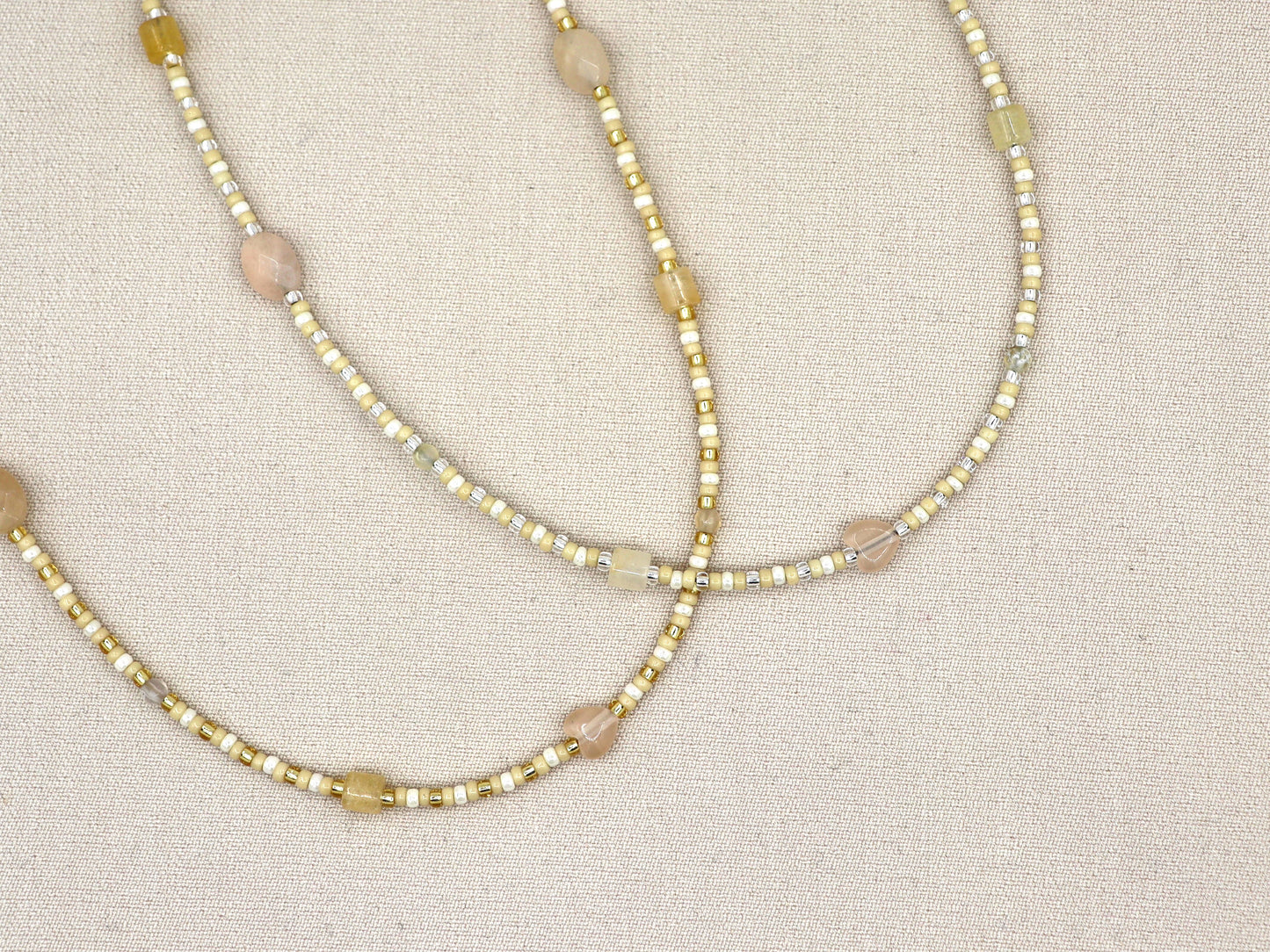 Necklace Kirana yellow aventurine quartz silver or gold stainless steel
