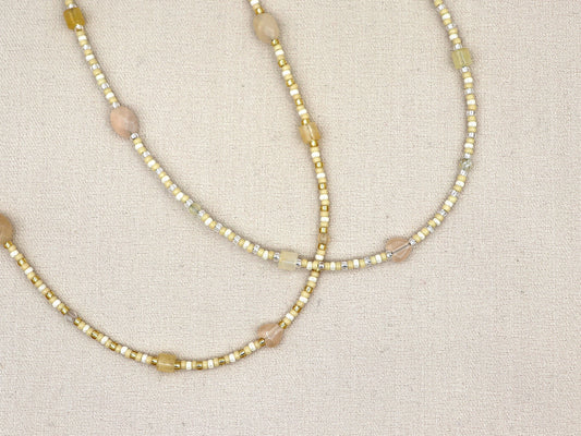 Necklace Kirana yellow aventurine quartz silver or gold stainless steel