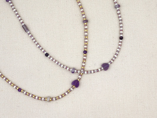 Necklace Kirana amethyst silver or gold stainless steel