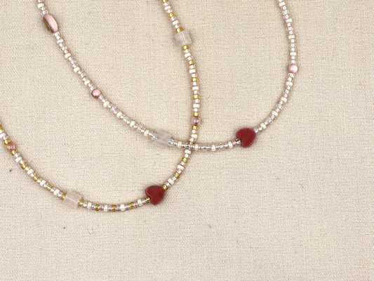 Necklace Kirana rose quartz silver or gold stainless steel