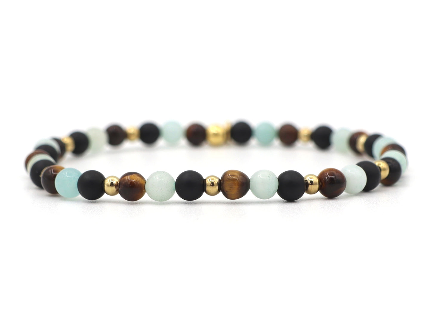 Natural beaded bracelet confidence, silver and gold