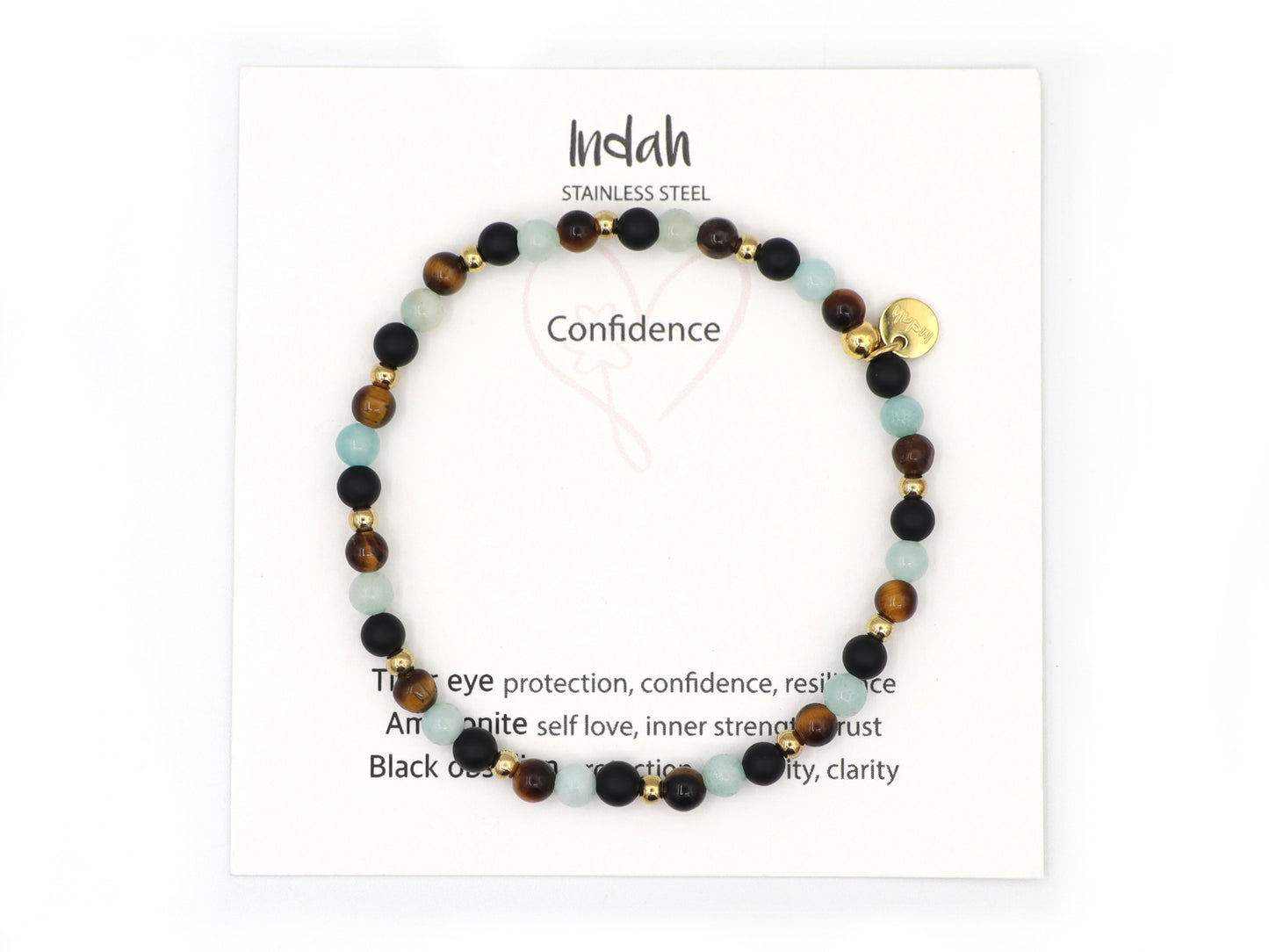 Natural beaded bracelet confidence, silver and gold