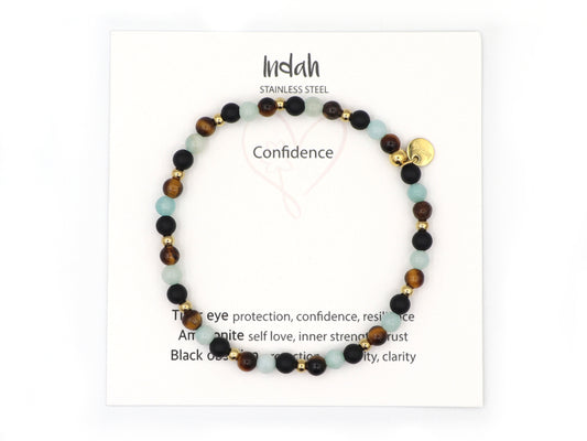 Natural beaded bracelet confidence, silver and gold