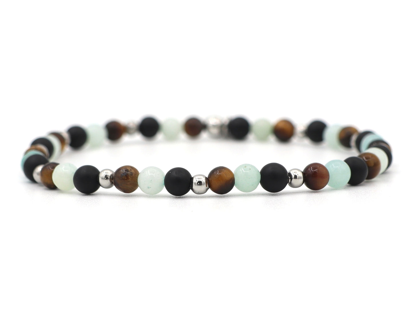 Natural beaded bracelet confidence, silver and gold
