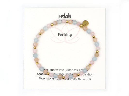 Natural beaded bracelet, fertility, silver and gold