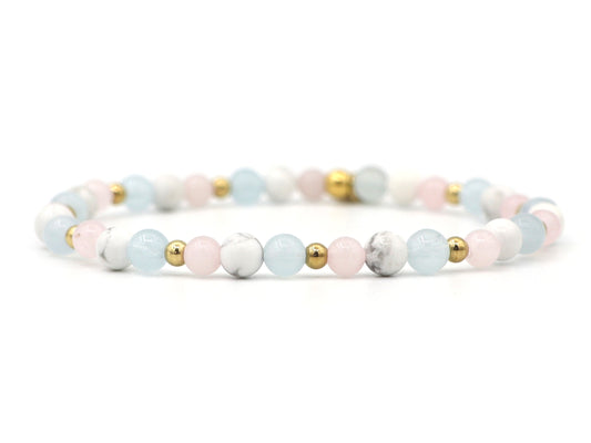 Natural beaded bracelet, friendship, silver and gold