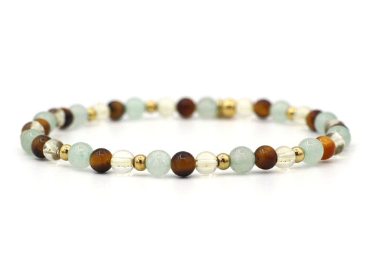 Natural beaded bracelet happiness, silver and gold